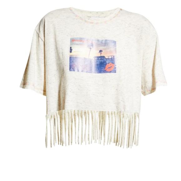 NWT $145 Ganni Organic Cotton Graphic Fringe Tee in XL! - Picture 3 of 7